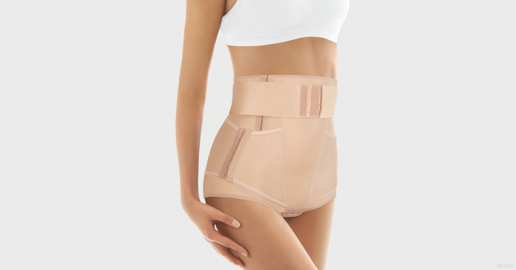 Woman wearing compression garments (model)